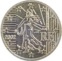 obverse of 50 Euro Cent - 1'st Map (1999 - 2006) coin with KM# 1287 from France. Inscription: RF 1999 L. JORIO d'ap. O. ROTY