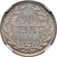 Liberia coin 10 Cents (1896 - 1906) reverse reverse of 10 Cents (1896 - 1906) coin with KM# 7 from Liberia. Inscription: 10 CENTS 1896