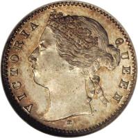 Mauritius coin 20 Cents - Victoria (1877 - 1899) obverse obverse of 20 Cents - Victoria (1877 - 1899) coin with KM# 11 from Mauritius. Inscription: VICTORIA QUEEN