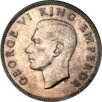 obverse of 1/2 Crown - George VI (1937 - 1946) coin with KM# 11 from New Zealand. Inscription: GEORGE VI KING EMPEROR