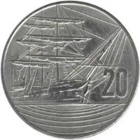 reverse of 20 Cents - Elizabeth II - 150th Anniversary Celebrations (1990) coin with KM# 74 from New Zealand. Inscription: 20
