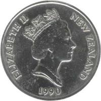 obverse of 50 Cents - Elizabeth II - Treaty of Waitangi (1990) coin with KM# 75 from New Zealand. Inscription: ELIZABETH II NEW ZEALAND 1990