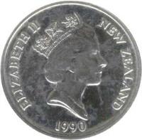 obverse of 10 Cents - Elizabeth II - Treaty of Waitangi (1990) coin with KM# 73 from New Zealand. Inscription: ELIZABETH II NEW ZEALAND 1990