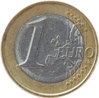 Greece coin 1 Euro - 1'st Map (2002 - 2006) reverse reverse of 1 Euro - 1'st Map (2002 - 2006) coin with KM# 187 from Greece. Inscription: 1 EURO LL