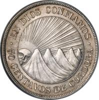 Nicaragua coin 50 Centavos (1912 - 1929) reverse reverse of 50 Centavos (1912 - 1929) coin with KM# 15 from Nicaragua. Inscription: · EN DIOS CONFIAMOS · 50 CENTAVOS DE CÓRDOBA
