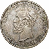 obverse of 2 Kroner - Oscar II (1878 - 1904) coin with KM# 359 from Norway. Inscription: OSCAR II NORGES 0.SVER.KONGE * BRODERFOLKENES VEL *