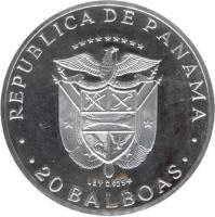 Panama coin 20 Balboas - Central American Independence (1971) obverse obverse of 20 Balboas - Central American Independence (1971) coin with KM# 29 from Panama. Inscription: REPUBLICA DE PANAMA 20 BALBOAS