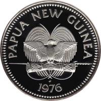 Papua New Guinea coin 5 Kina - Elizabeth II - Silver Proof Issue (1975 - 1980) obverse obverse of 5 Kina - Elizabeth II - Silver Proof Issue (1975 - 1980) coin with KM# 7a from Papua New Guinea. Inscription: PAPUA NEW GUINEA f 1976