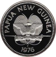 obverse of 5 Kina - Elizabeth II - Silver Proof Issue (1975 - 1980) coin with KM# 7a from Papua New Guinea. Inscription: PAPUA NEW GUINEA f 1976