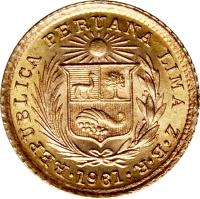 obverse of 1/5 Libra - Trade Coinage (1906 - 1969) coin with KM# 210 from Peru. Inscription: REPUBLICA PERUANA LIMA · Z · B · R · 1963 ·