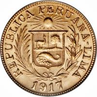 Peru coin 1 Libra (1898 - 1969) obverse obverse of 1 Libra (1898 - 1969) coin with KM# 207 from Peru.