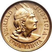 reverse of 1 Libra (1898 - 1969) coin with KM# 207 from Peru.