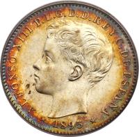 Puerto Rico coin 20 Centavos - Alfonso XIII (1895) obverse obverse of 20 Centavos - Alfonso XIII (1895) coin with KM# 22 from Puerto Rico. Inscription: ALFONSO XIII P.I.G.D.D. REY C. DE ESPAÑA 1895