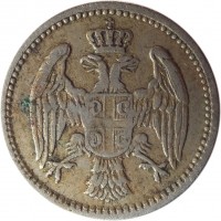 Serbia coin 5 Para - Milan I / Alexander I / Peter I (1883 - 1917) obverse obverse of 5 Para - Milan I / Alexander I / Peter I (1883 - 1917) coin with KM# 18 from Serbia.