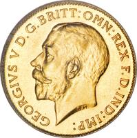South Africa coin 1/2 Sovereign - George V (1923 - 1926) obverse obverse of 1/2 Sovereign - George V (1923 - 1926) coin with KM# 20 from South Africa. Inscription: GEORGIVS V D.B.BRITT:OMN:REX F.D.IND:IMP: