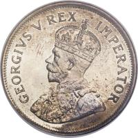 obverse of 2 1/2 Shillings - George V - Type 1 denomination (1926 - 1930) coin with KM# 19.2 from South Africa.