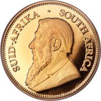 obverse of 1/2 Krugerrand (1980 - 2013) coin with KM# 107 from South Africa. Inscription: SUID-AFRIKA · SOUTH AFRICA