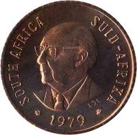 South Africa coin 1/2 Cent - Nicolaas Johannes Diederichs (1979) obverse obverse of 1/2 Cent - Nicolaas Johannes Diederichs (1979) coin with KM# 97 from South Africa. Inscription: SOUTH AFRICA · SUID-AFRIKA L.D.L. 1979