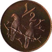 South Africa coin 1/2 Cent - Nicolaas Johannes Diederichs (1979) reverse reverse of 1/2 Cent - Nicolaas Johannes Diederichs (1979) coin with KM# 97 from South Africa. Inscription: 1/2 T.S.