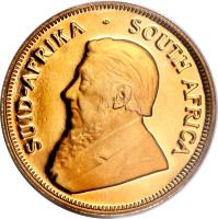 obverse of 1/4 Krugerrand (1980 - 2012) coin with KM# 106 from South Africa.