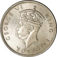 obverse of 2 Shillings - George VI (1944 - 1946) coin with KM# 19a from Southern Rhodesia. Inscription: GEORGE VI KING EMPEROR