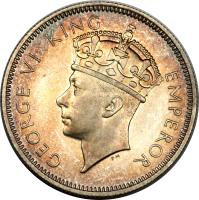 Southern Rhodesia coin 1 Shilling - George VI (1937) obverse obverse of 1 Shilling - George VI (1937) coin with KM# 11 from Southern Rhodesia. Inscription: GEORGE VI KING EMPEROR