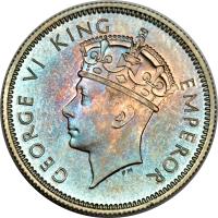 obverse of 6 Pence - George VI (1937) coin with KM# 10 from Southern Rhodesia. Inscription: GEORGE VI KING EMPEROR PM