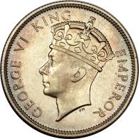 obverse of 2 Shillings - George VI (1937) coin with KM# 12 from Southern Rhodesia.
