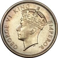 Southern Rhodesia coin 2 Shillings - George VI (1937) obverse obverse of 2 Shillings - George VI (1937) coin with KM# 12 from Southern Rhodesia.