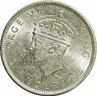 obverse of 2 Shillings - George VI (1939 - 1942) coin with KM# 19 from Southern Rhodesia. Inscription: GEORGE VI KING EMPEROR