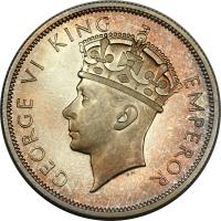 obverse of 1/2 Crown - George VI (1937) coin with KM# 13 from Southern Rhodesia.