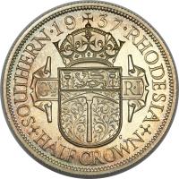 reverse of 1/2 Crown - George VI (1937) coin with KM# 13 from Southern Rhodesia.