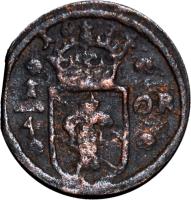 Sweden coin 1/4 Öre - Christina I (1633 - 1636) reverse reverse of 1/4 Öre - Christina I (1633 - 1636) coin with KM# 152 from Sweden. Inscription: 1634 1/4 ÖR