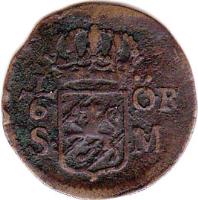 Sweden coin 1/6 Öre Silfwermynt - Carl XII (1708 - 1718) reverse reverse of 1/6 Öre Silfwermynt - Carl XII (1708 - 1718) coin with KM# 334 from Sweden. Inscription: 1/6 ÖR S · M ·