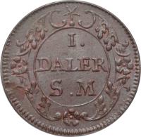 Sweden coin 1 Daler Silvermynt - Carl XII - Apollo (1718) reverse reverse of 1 Daler Silvermynt - Carl XII - Apollo (1718) coin with KM# 359 from Sweden. Inscription: I. DALER S.M