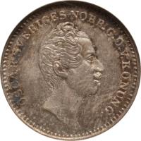 obverse of 1/16 Riksdaler Specie - Oscar I (1845 - 1855) coin with KM# 665 from Sweden. Inscription: oSCAR SVERIGES NORR.G.O.V.KONUNG.