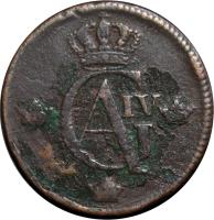 obverse of 1 Skilling - Gustaf IV Adolf (1802 - 1805) coin with KM# 566 from Sweden. Inscription: GA IV
