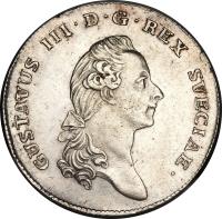 obverse of 1 Riksdaler - Gustav III (1779 - 1792) coin with KM# 527 from Sweden.