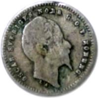 obverse of 10 Öre - Oscar I (1855 - 1859) coin with KM# 683 from Sweden. Inscription: OSCAR SVERIGES NORR. G.O.F. KONUNG