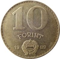Hungary coin 10 Forint (1983 - 1989) reverse reverse of 10 Forint (1983 - 1989) coin with KM# 636 from Hungary. Inscription: 10 FORINT 1987
