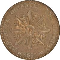 Uruguay coin 20 Centésimos (1857) obverse obverse of 20 Centésimos (1857) coin with KM# 9 from Uruguay. Inscription: REPUBICA ORIENTAL DEL URUGUAY 1857