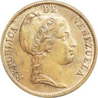 obverse of 1 Centavo (1852) coin with Y# 6 from Venezuela. Inscription: REPUBLICA DE VENEZUELA