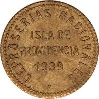 obverse of 0.12 1/2 Bolívar - Isla de Providencia Leper Colony (1939) coin with KM# L20 from Venezuela. Inscription: LEPROSERIAS NACIONALES ISLA DE PROVIDENCIA 1939 ·