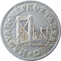 Hungary coin 50 Fillér (1967 - 1989) obverse obverse of 50 Fillér (1967 - 1989) coin with KM# 574 from Hungary. Inscription: MAGYAR · NÉPKÖZTÁRSASÁG ·