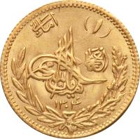 obverse of 1 Amani - Amanullah Khan (1925 - 1927) coin with KM# 912 from Afghanistan.