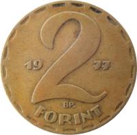 Hungary coin 2 Forint (1970 - 1989) reverse reverse of 2 Forint (1970 - 1989) coin with KM# 591 from Hungary. Inscription: 2 FORINT 1983 BP.