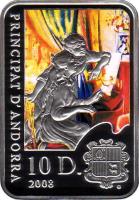 Andorra coin 10 Diners - Joan Enric Vives i Sicília - Pierre-Auguste Renoir (2008) obverse obverse of 10 Diners - Joan Enric Vives i Sicília - Pierre-Auguste Renoir (2008) coin with KM# 271 from Andorra. Inscription: PRINCIPAT D'ANDORRA 2008 10 D.