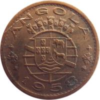 obverse of 50 Centavos (1953 - 1961) coin with KM# 75 from Angola. Inscription: ANGOLA 1958