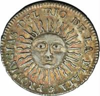 Argentina coin 1/2 Real (1813) reverse reverse of 1/2 Real (1813) coin with KM# 1.1 from Argentina.