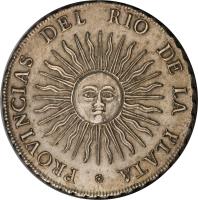reverse of 8 Reales (1813) coin with KM# 5 from Argentina.